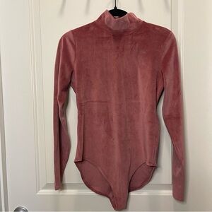 American Eagle Elegant Pink Long Sleeve Velvet Bodysuit Large NWT